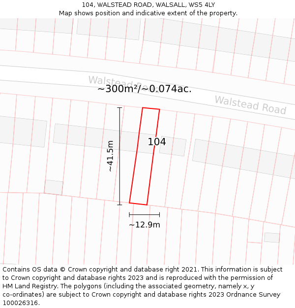 104, WALSTEAD ROAD, WALSALL, WS5 4LY: Plot and title map