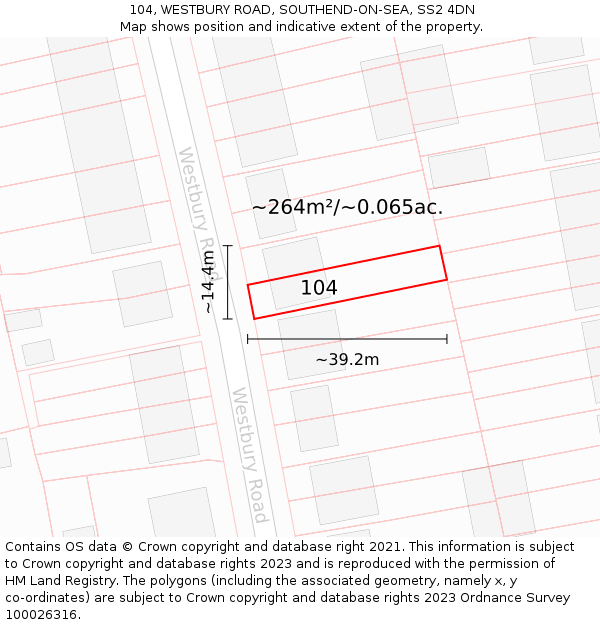 104, WESTBURY ROAD, SOUTHEND-ON-SEA, SS2 4DN: Plot and title map