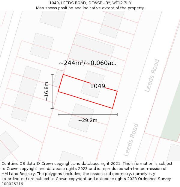 1049, LEEDS ROAD, DEWSBURY, WF12 7HY: Plot and title map