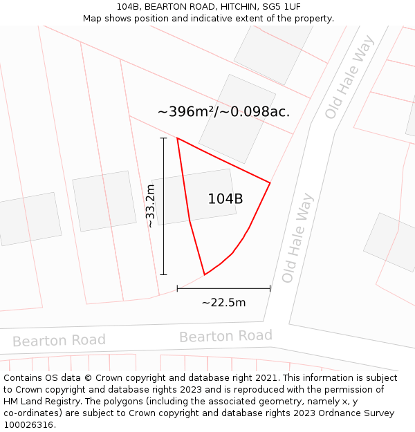 104B, BEARTON ROAD, HITCHIN, SG5 1UF: Plot and title map