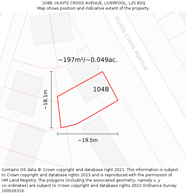 104B, HUNTS CROSS AVENUE, LIVERPOOL, L25 8SQ: Plot and title map
