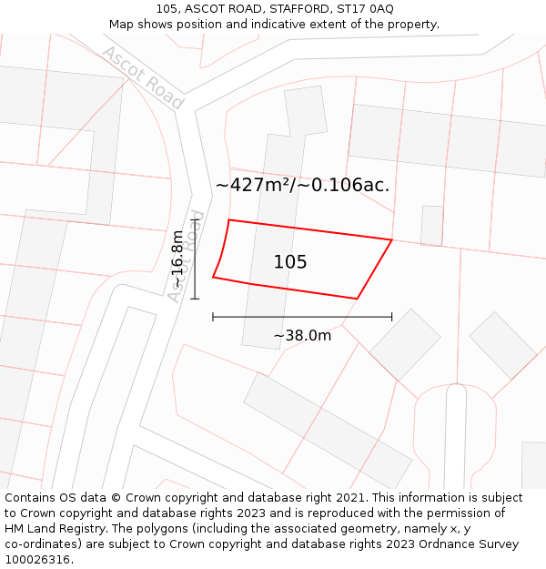 105, ASCOT ROAD, STAFFORD, ST17 0AQ: Plot and title map
