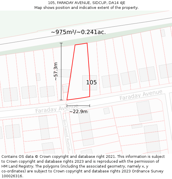 105, FARADAY AVENUE, SIDCUP, DA14 4JE: Plot and title map