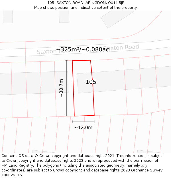 105, SAXTON ROAD, ABINGDON, OX14 5JB: Plot and title map
