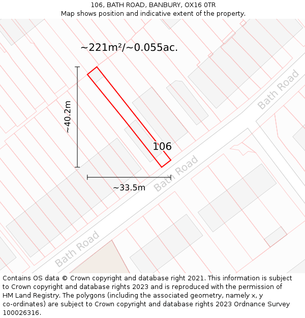 106, BATH ROAD, BANBURY, OX16 0TR: Plot and title map