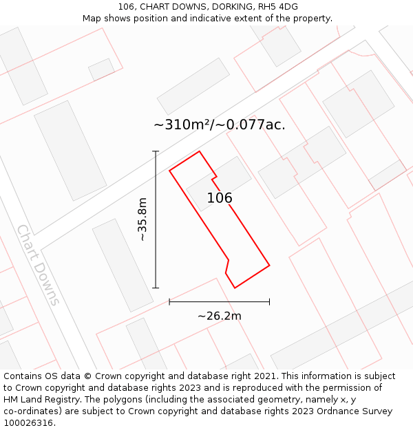 106, CHART DOWNS, DORKING, RH5 4DG: Plot and title map