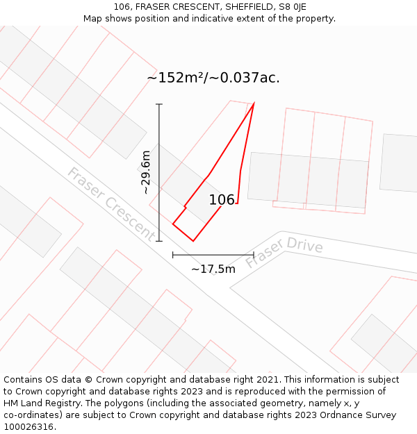 106, FRASER CRESCENT, SHEFFIELD, S8 0JE: Plot and title map