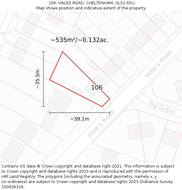 106, HALES ROAD, CHELTENHAM, GL52 6SU: Plot and title map
