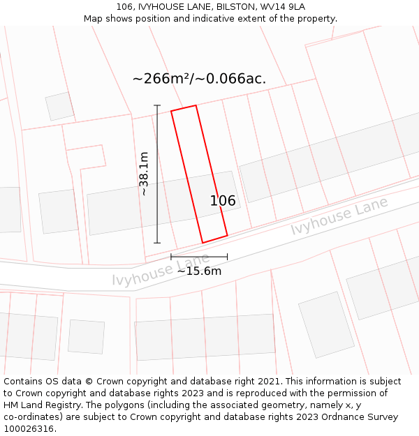 106, IVYHOUSE LANE, BILSTON, WV14 9LA: Plot and title map