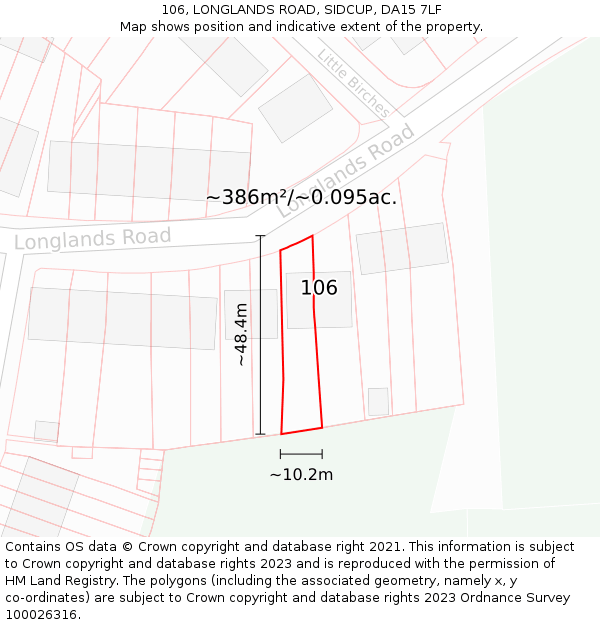 106, LONGLANDS ROAD, SIDCUP, DA15 7LF: Plot and title map