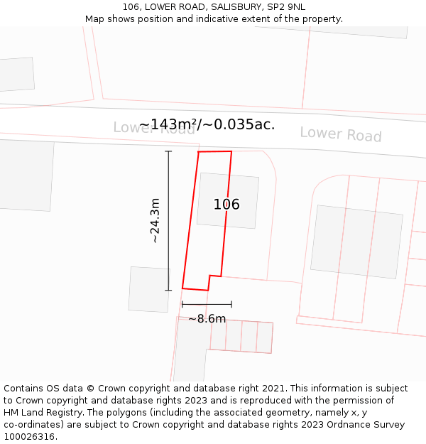 106, LOWER ROAD, SALISBURY, SP2 9NL: Plot and title map