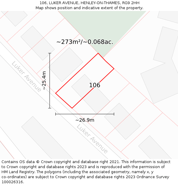 106, LUKER AVENUE, HENLEY-ON-THAMES, RG9 2HH: Plot and title map