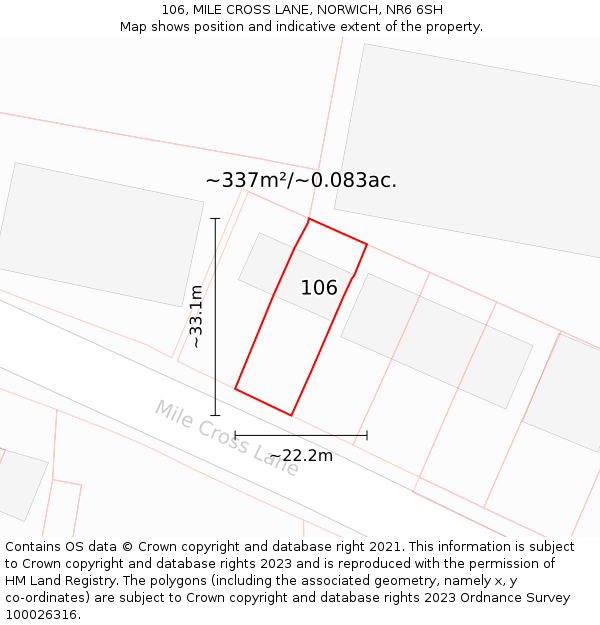 106, MILE CROSS LANE, NORWICH, NR6 6SH: Plot and title map