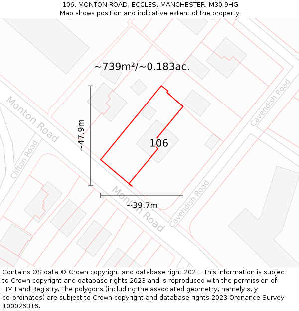 106, MONTON ROAD, ECCLES, MANCHESTER, M30 9HG: Plot and title map
