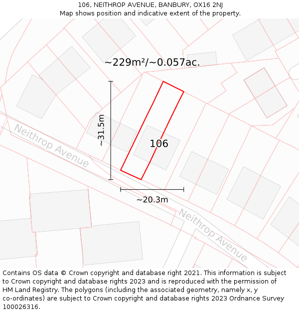 106, NEITHROP AVENUE, BANBURY, OX16 2NJ: Plot and title map