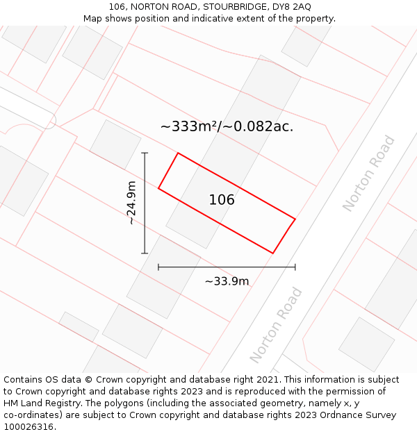 106, NORTON ROAD, STOURBRIDGE, DY8 2AQ: Plot and title map