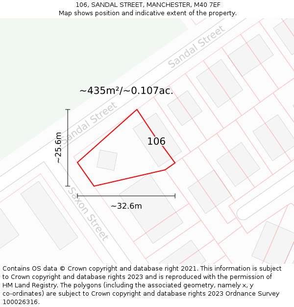 106, SANDAL STREET, MANCHESTER, M40 7EF: Plot and title map