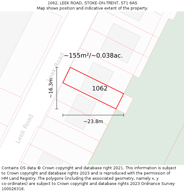1062, LEEK ROAD, STOKE-ON-TRENT, ST1 6AS: Plot and title map