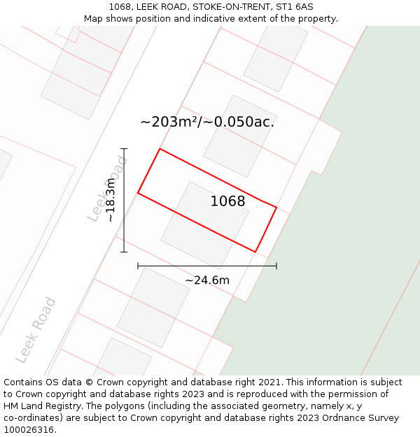 1068, LEEK ROAD, STOKE-ON-TRENT, ST1 6AS: Plot and title map