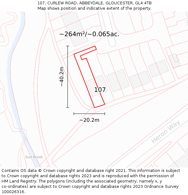 107, CURLEW ROAD, ABBEYDALE, GLOUCESTER, GL4 4TB: Plot and title map