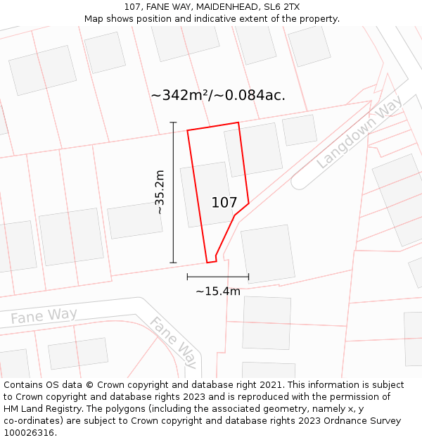 107, FANE WAY, MAIDENHEAD, SL6 2TX: Plot and title map