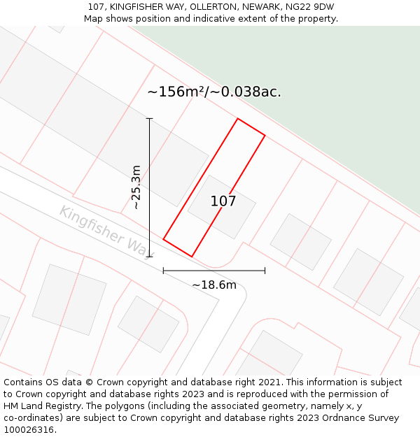 107, KINGFISHER WAY, OLLERTON, NEWARK, NG22 9DW: Plot and title map