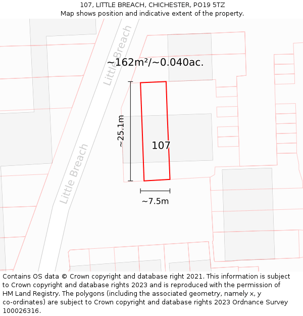 107, LITTLE BREACH, CHICHESTER, PO19 5TZ: Plot and title map