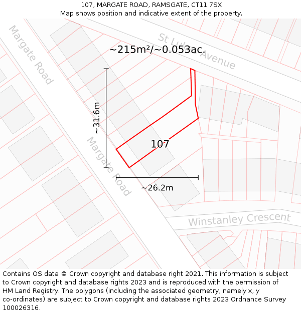 107, MARGATE ROAD, RAMSGATE, CT11 7SX: Plot and title map