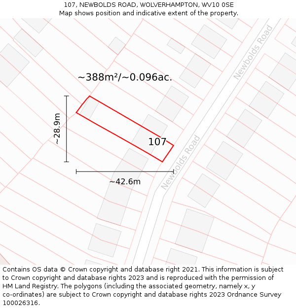107, NEWBOLDS ROAD, WOLVERHAMPTON, WV10 0SE: Plot and title map