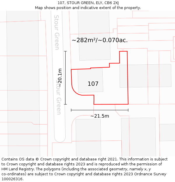 107, STOUR GREEN, ELY, CB6 2XJ: Plot and title map