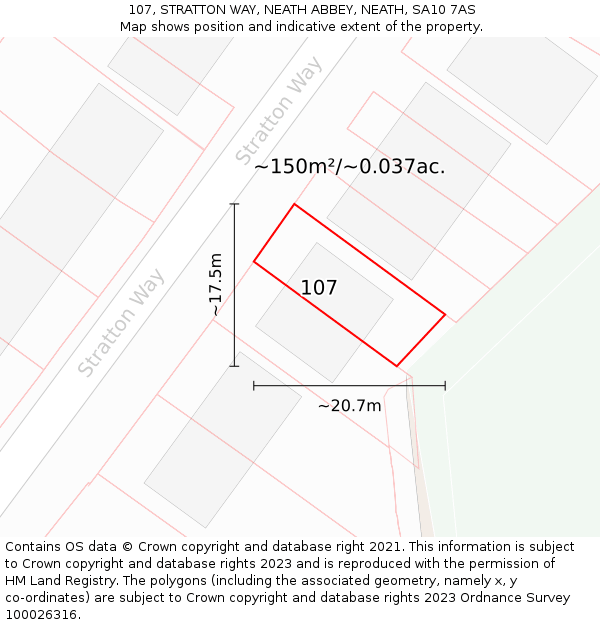 107, STRATTON WAY, NEATH ABBEY, NEATH, SA10 7AS: Plot and title map