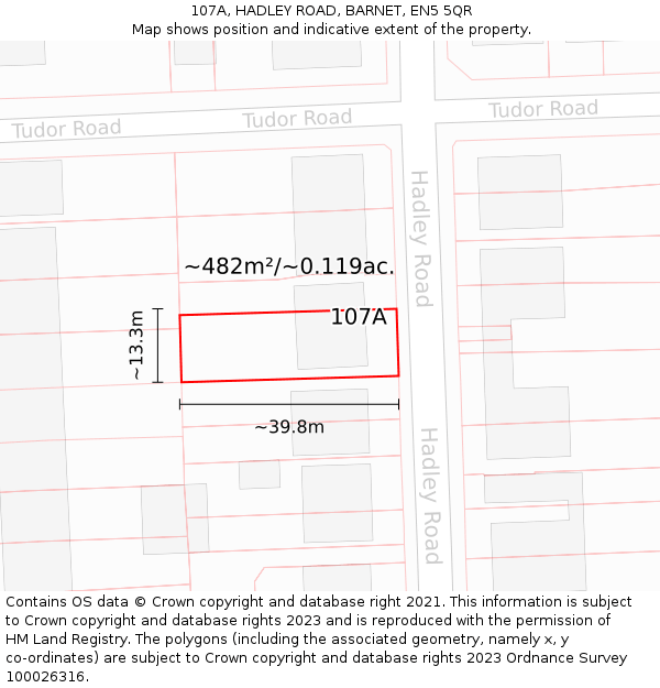 107A, HADLEY ROAD, BARNET, EN5 5QR: Plot and title map