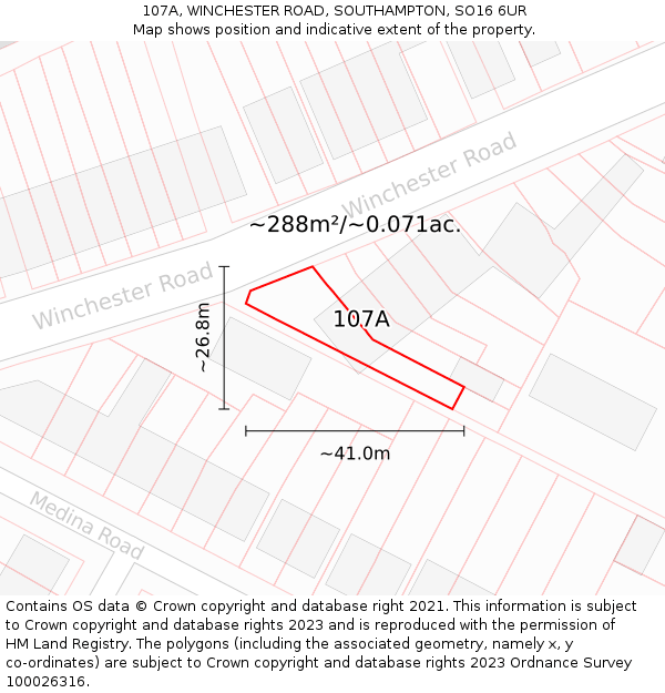 107A, WINCHESTER ROAD, SOUTHAMPTON, SO16 6UR: Plot and title map