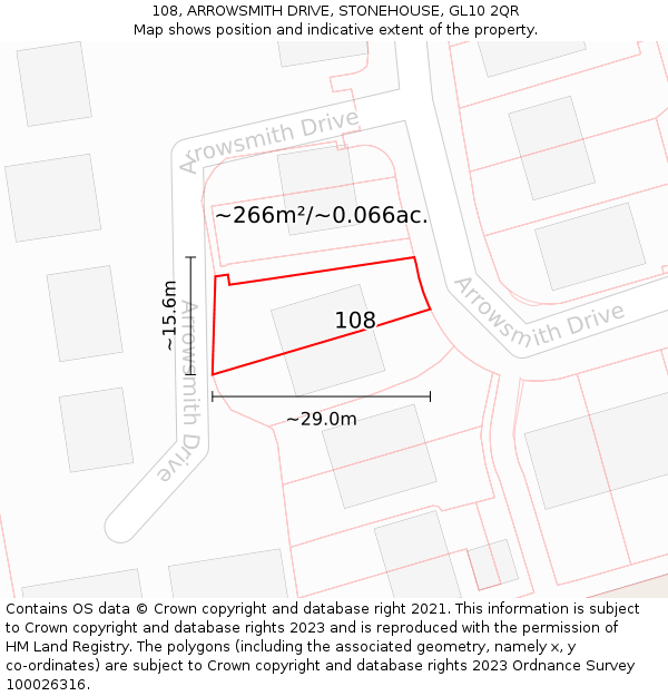 108, ARROWSMITH DRIVE, STONEHOUSE, GL10 2QR: Plot and title map
