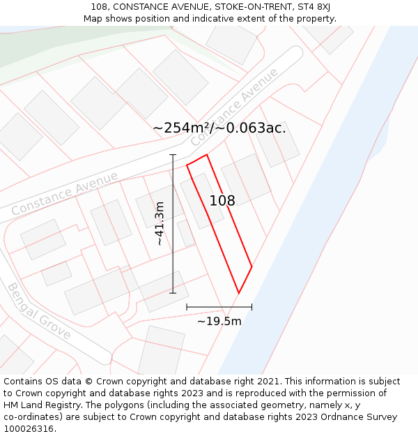 108, CONSTANCE AVENUE, STOKE-ON-TRENT, ST4 8XJ: Plot and title map