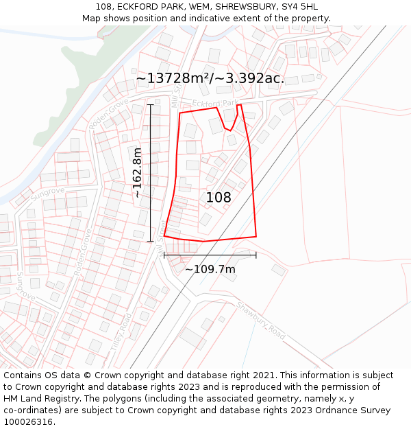 108, ECKFORD PARK, WEM, SHREWSBURY, SY4 5HL: Plot and title map
