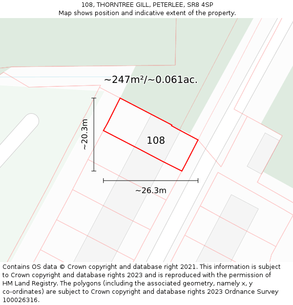 108, THORNTREE GILL, PETERLEE, SR8 4SP: Plot and title map