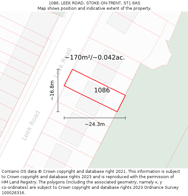 1086, LEEK ROAD, STOKE-ON-TRENT, ST1 6AS: Plot and title map