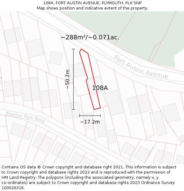 108A, FORT AUSTIN AVENUE, PLYMOUTH, PL6 5NP: Plot and title map