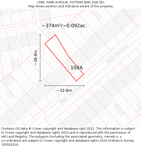 108A, PARK AVENUE, POTTERS BAR, EN6 5EL: Plot and title map