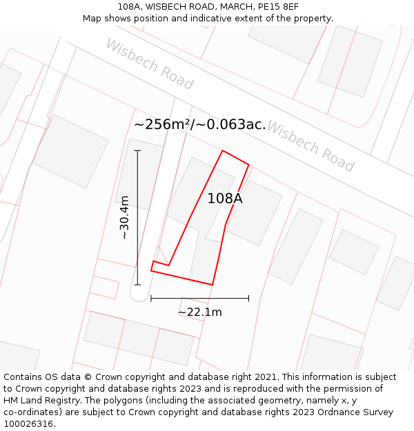 108A, WISBECH ROAD, MARCH, PE15 8EF: Plot and title map