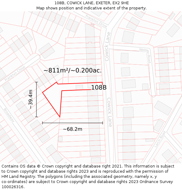 108B, COWICK LANE, EXETER, EX2 9HE: Plot and title map