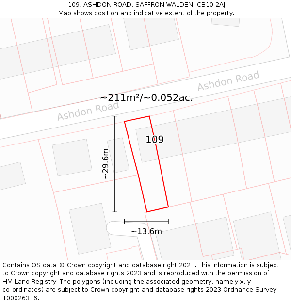 109, ASHDON ROAD, SAFFRON WALDEN, CB10 2AJ: Plot and title map
