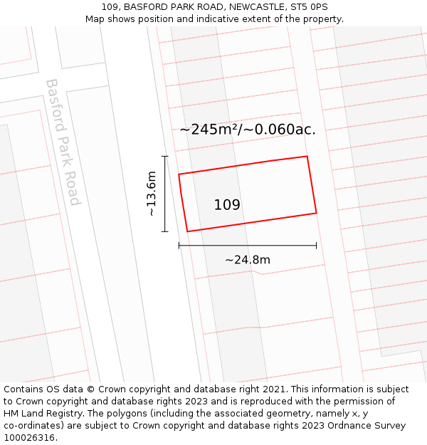 109, BASFORD PARK ROAD, NEWCASTLE, ST5 0PS: Plot and title map