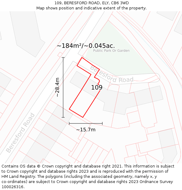 109, BERESFORD ROAD, ELY, CB6 3WD: Plot and title map