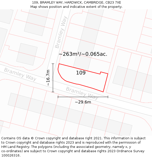 109, BRAMLEY WAY, HARDWICK, CAMBRIDGE, CB23 7XE: Plot and title map