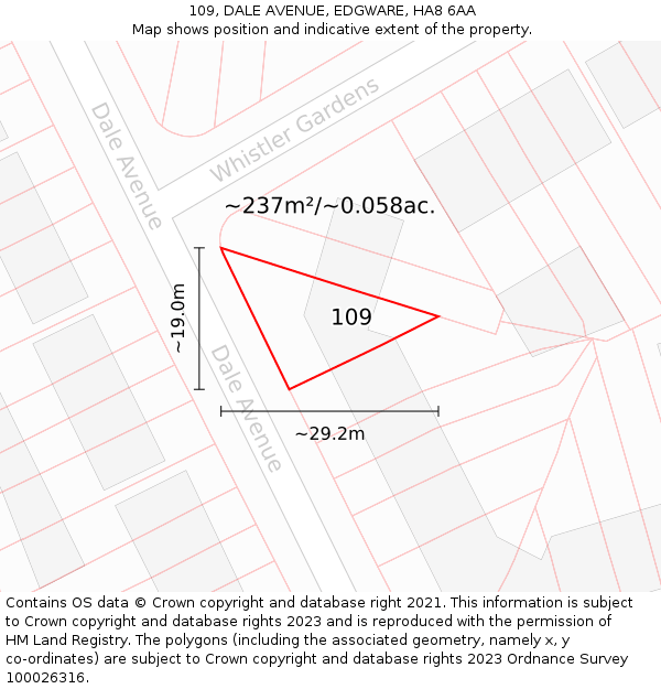 109, DALE AVENUE, EDGWARE, HA8 6AA: Plot and title map