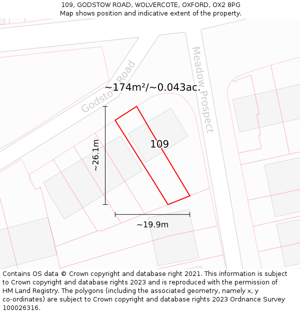 109, GODSTOW ROAD, WOLVERCOTE, OXFORD, OX2 8PG: Plot and title map