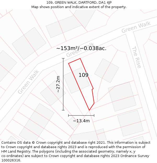 109, GREEN WALK, DARTFORD, DA1 4JP: Plot and title map