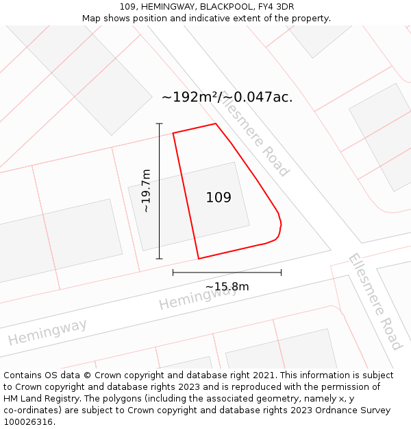109, HEMINGWAY, BLACKPOOL, FY4 3DR: Plot and title map